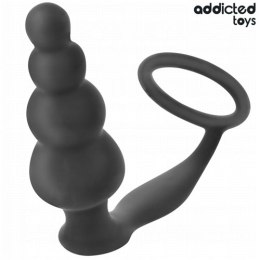 Addicted Toys Korek Analny z Pierścieniem Silikonowy Bubbled Black S