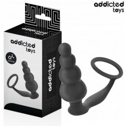 Addicted Toys Korek Analny z Pierścieniem Silikonowy Bubbled Black S