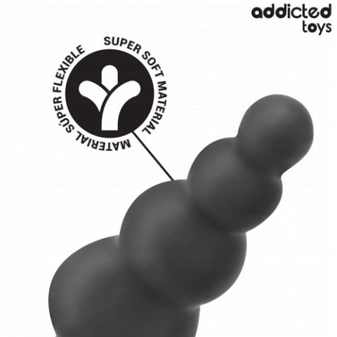 Addicted Toys Korek Analny z Pierścieniem Silikonowy Bubbled Black S