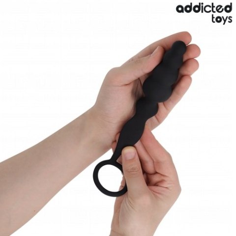 Addicted Toys Korek Analny z Pierścieniem Silikonowy Bubbled Black S
