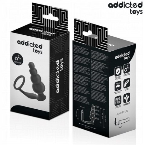 Addicted Toys Korek Analny z Pierścieniem Silikonowy Bubbled Black S