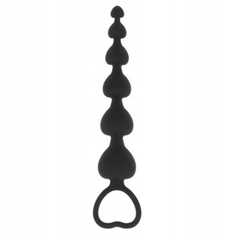 Czarna silikonowa sonda analna Black&Silver MILA - koraliki serca
