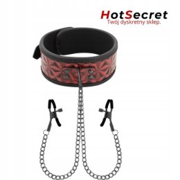 OBROŻA REGULOWANA Z ŁAŃCUSZKAMI I KLIPSAMI AKCESORIUM BDSM