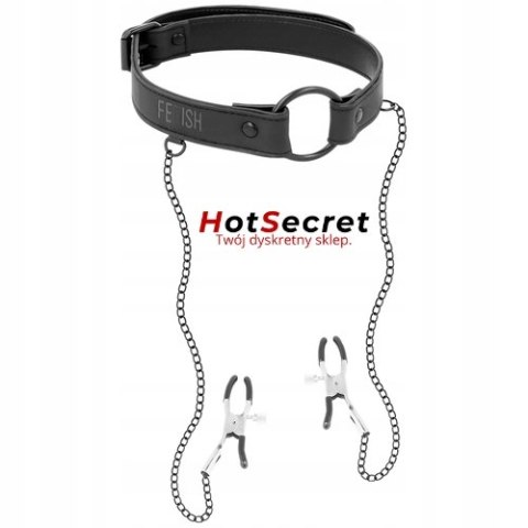 Obroża z klipsami Fetish Submissive łańcuszki regulowana