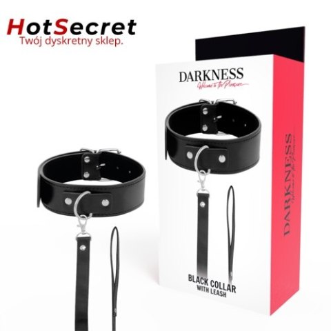 Obroża z smyczą BDSM Darkness czarna regulowana fetish dla dorosłych