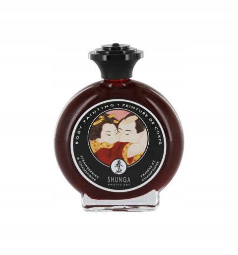 Shunga Body Painting - jadalna farbka do ciała truskawka 100ml + pędzelek