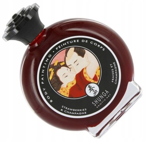 Shunga Body Painting - jadalna farbka do ciała truskawka 100ml + pędzelek