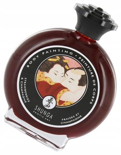 Shunga Body Painting - jadalna farbka do ciała truskawka 100ml + pędzelek