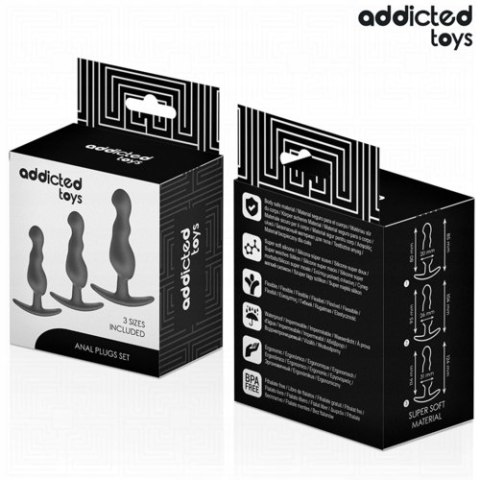 Zestaw 3 silikonowych korków analnych Addicted Toys Anal Plug Set
