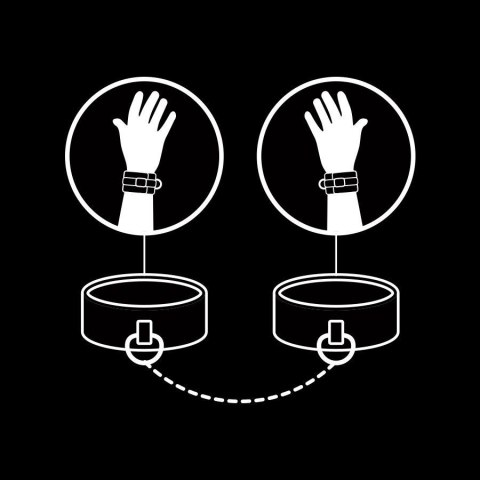 Kajdanki BDSM Fetish Submissive z łańcuchem regulowane czarne premium