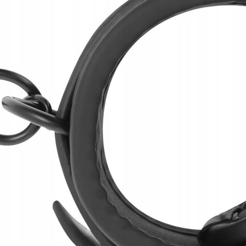 Kajdanki BDSM Fetish Submissive z łańcuchem regulowane czarne premium