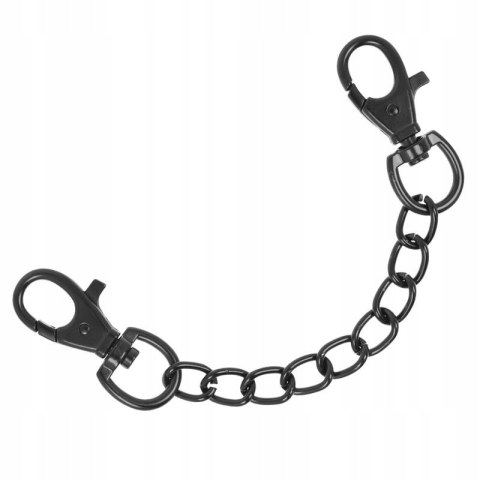 Kajdanki BDSM Fetish Submissive z łańcuchem regulowane czarne premium
