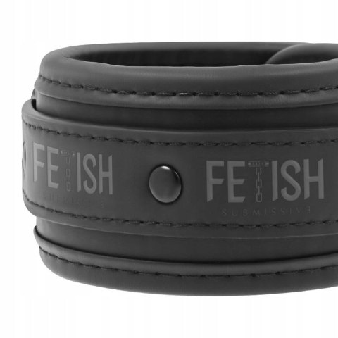 Kajdanki BDSM Fetish Submissive z łańcuchem regulowane czarne premium