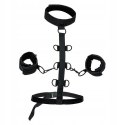 Obroża z systemem pasów BDSM - collar body restraint regulowany premium