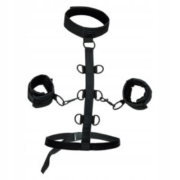 Obroża z systemem pasów BDSM - collar body restraint regulowany premium