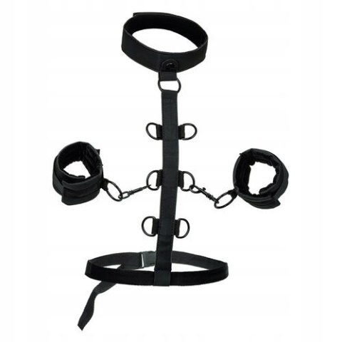 Obroża z systemem pasów BDSM - collar body restraint regulowany premium