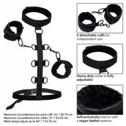 Obroża z systemem pasów BDSM - collar body restraint regulowany premium