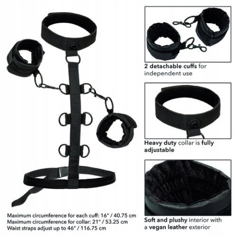 Obroża z systemem pasów BDSM - collar body restraint regulowany premium