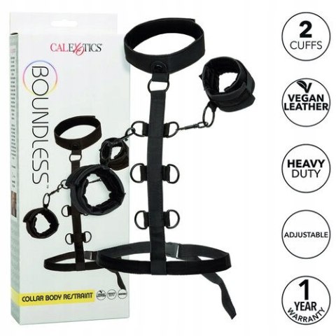 Obroża z systemem pasów BDSM - collar body restraint regulowany premium