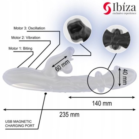 Wibrator oscylująco-gryzący Ibiza | 3 silniki | silikon | USB | wodoodporny