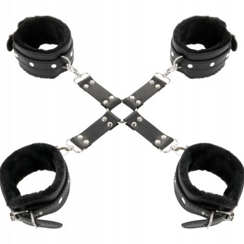 Zestaw kajdanek Hogtie Darkness BDSM regulowany miękkie mankiety