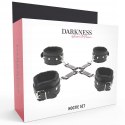 Zestaw kajdanek Hogtie Darkness BDSM regulowany miękkie mankiety