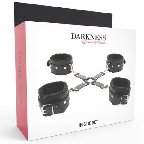 Zestaw kajdanek Hogtie Darkness BDSM regulowany miękkie mankiety